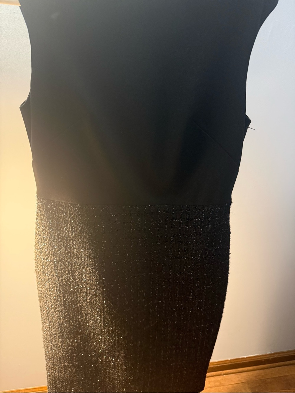 Ann Taylor Black Sleeveless Two-Texture Midi Dress
